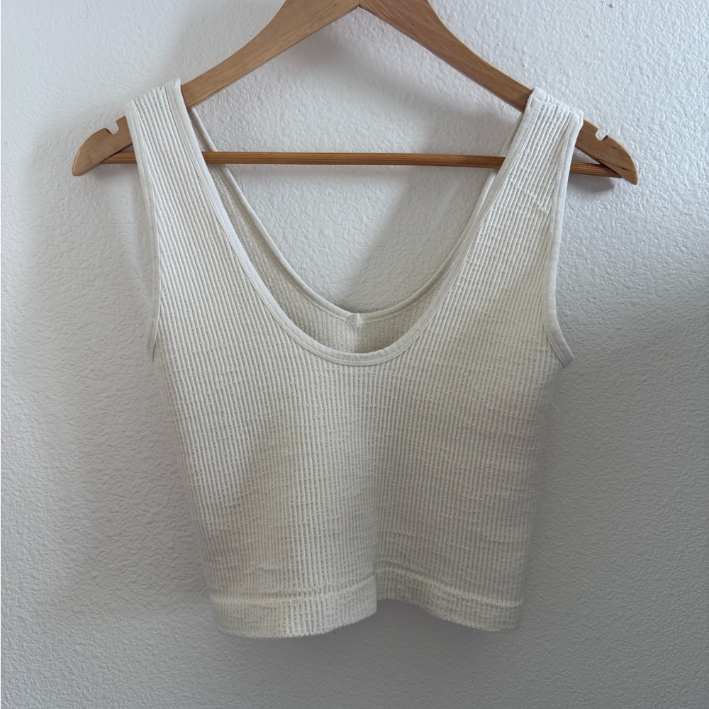 White Ribbed Tank Top - Picture 2 of 4